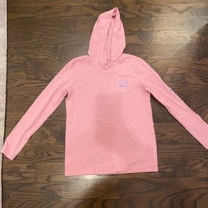 Vineyard Vines Girls pink/blue long sleeve hooded shirt